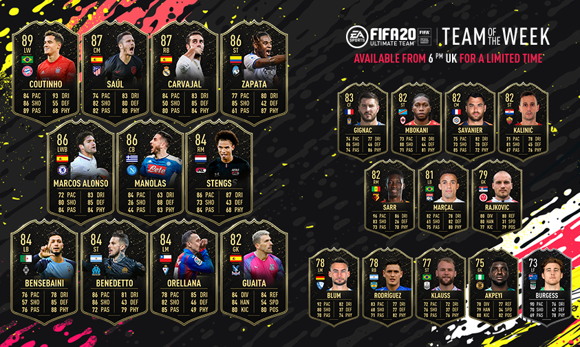 Toutes les TOTW sur FUT 20