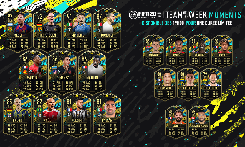 Toutes les TOTW sur FUT 20