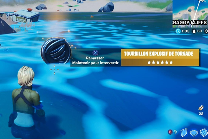 Fortnite : Infliger des dégâts après avoir repoussé un adversaire avec le tourbillon explosif de Tornade, défi semaine 7, saison 4