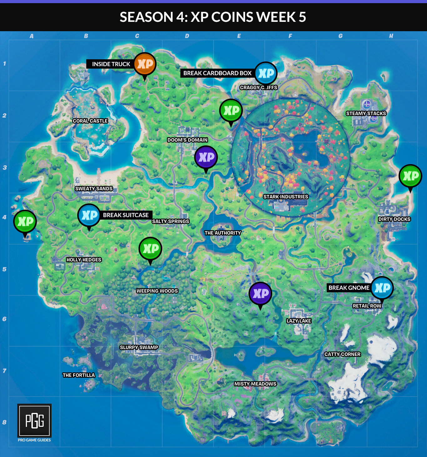 Fortnite : Pièces d'XP en semaine 7 saison 4, où se trouvent leurs emplacements pour gagner de l'expérience ?