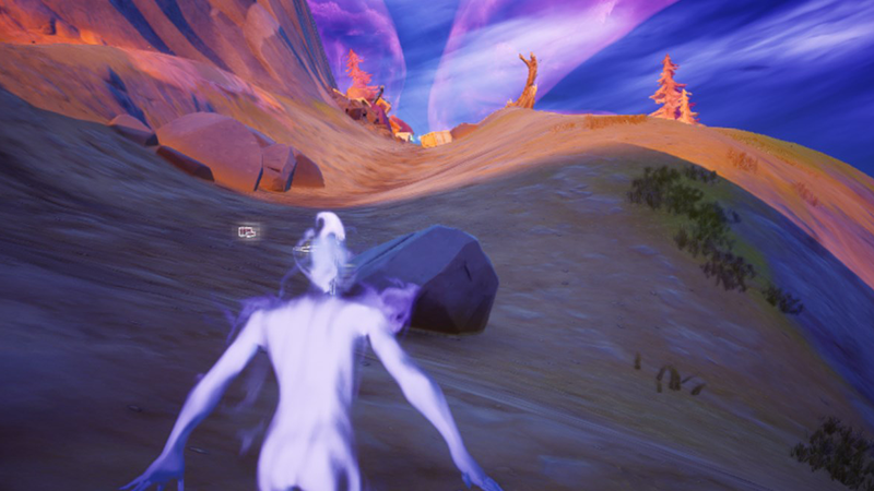 Utiliser un poisson ombre ou une pierre d'ombre et utiliser Traverser pendant 3s dans Fortnite pour les défis Reine Cube