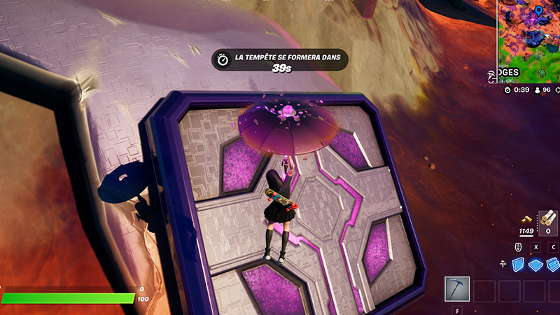 Utiliser un tremplin extraterrestre à un lieu de crash extraterrestre dans Fortnite, défi Lièvre Cruel saison 8