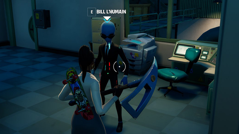 Nettoyer le cerveau de Jonesy du bunker, de la Pisteuse des marais ou de Bill l'humain dans Fortnite, défi saison 7