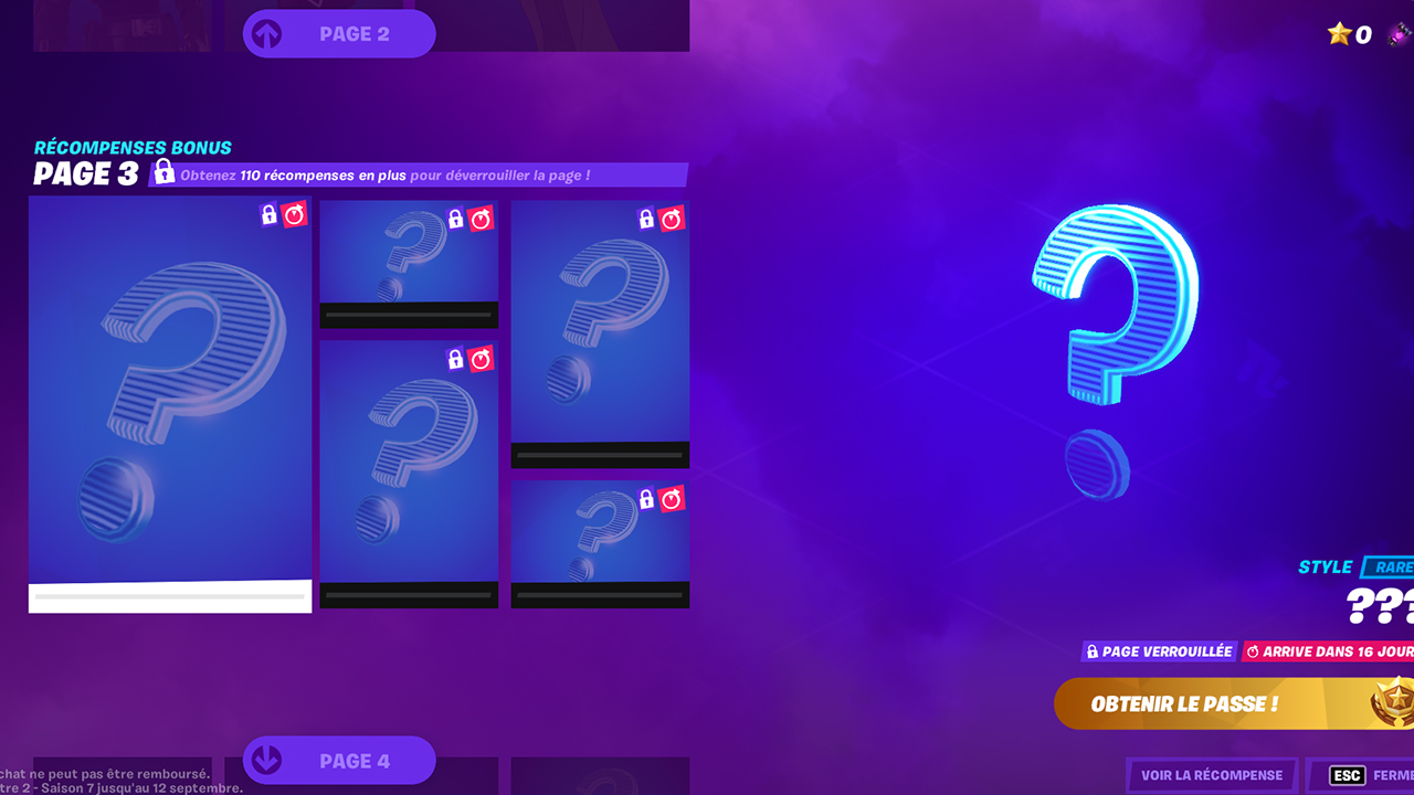Skins bonus mystère du passe de combat Fortnite en saison 7