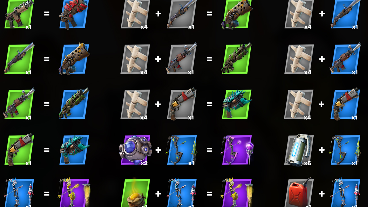 Fabrication des armes dans Fortnite, liste des crafts en saison 6
