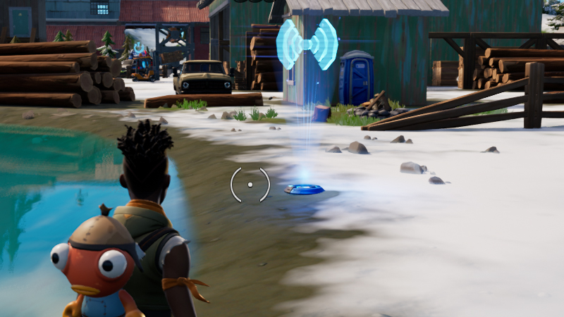 Etablir une liaison avec l'appareil près de Logjam Lumberyard dans Fortnite, défi saison 2 chapitre 3