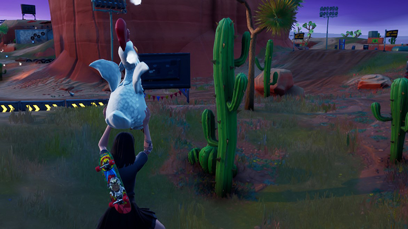 Voler avec une poule sur 20 m en une seule fois, défi Fortnite chapitre 3