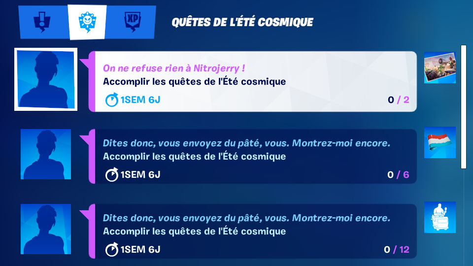 Accomplir les quêtes de l'Ete cosmique, comment faire, bug ?
