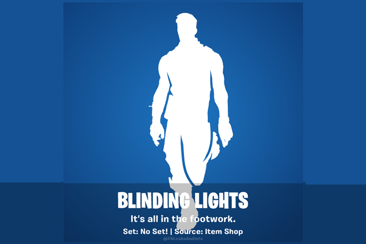 Nouvelle emote Blinding Lights, sur Fortnite de l'artiste The Weeknd