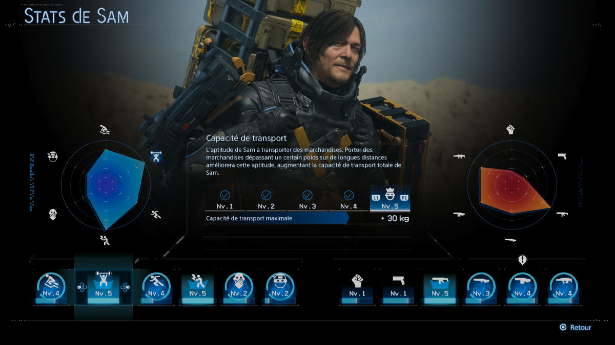 Toutes les statistiques de Sam et comment les améliorer dans Death Stranding 2 ?