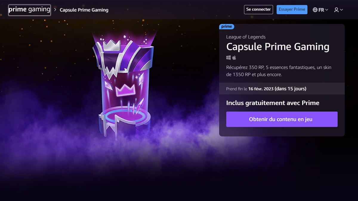 Prime gaming du mois de février 2023 sur League of Legends, quelles sont les récompenses obtenables ?
