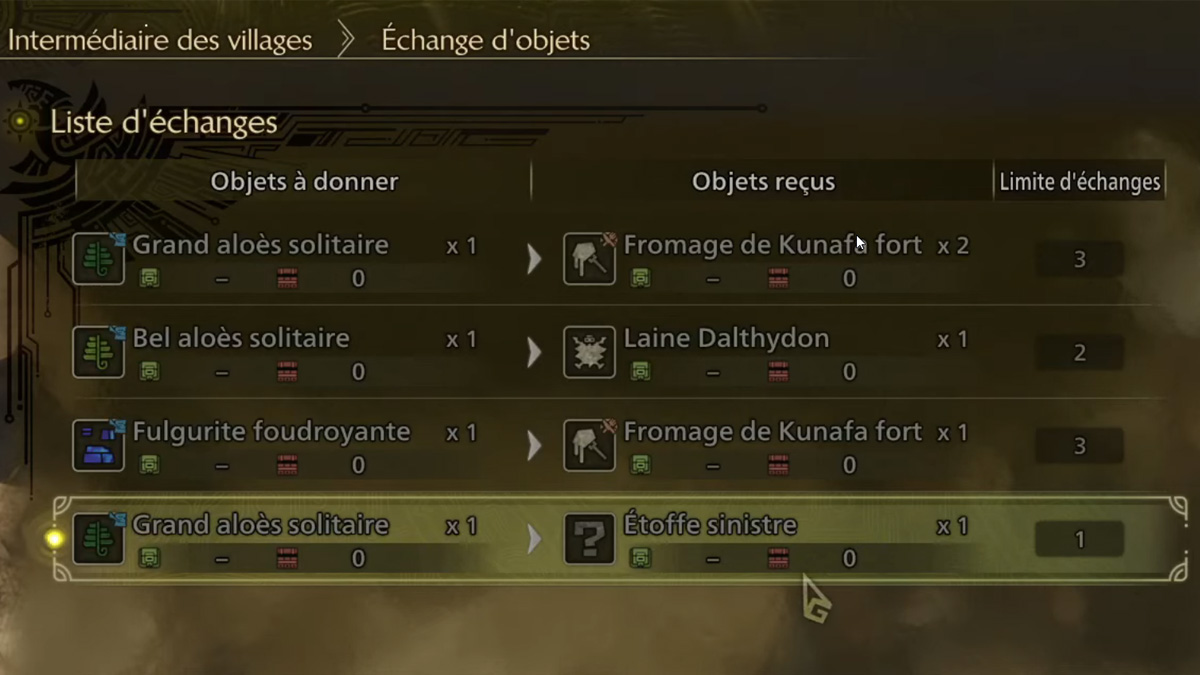 Comment avoir de l'étoffe sinistre dans Monster Hunter Wilds ?