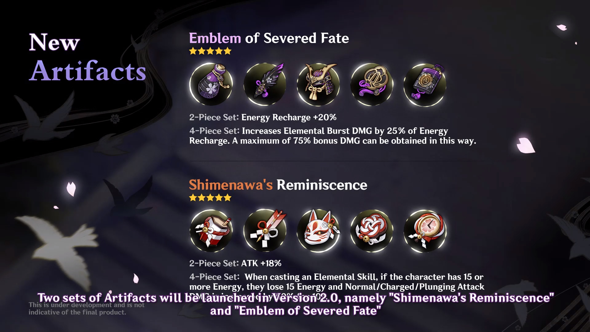 Nouveaux artefacts au patch 2.0 de Genshin Impact