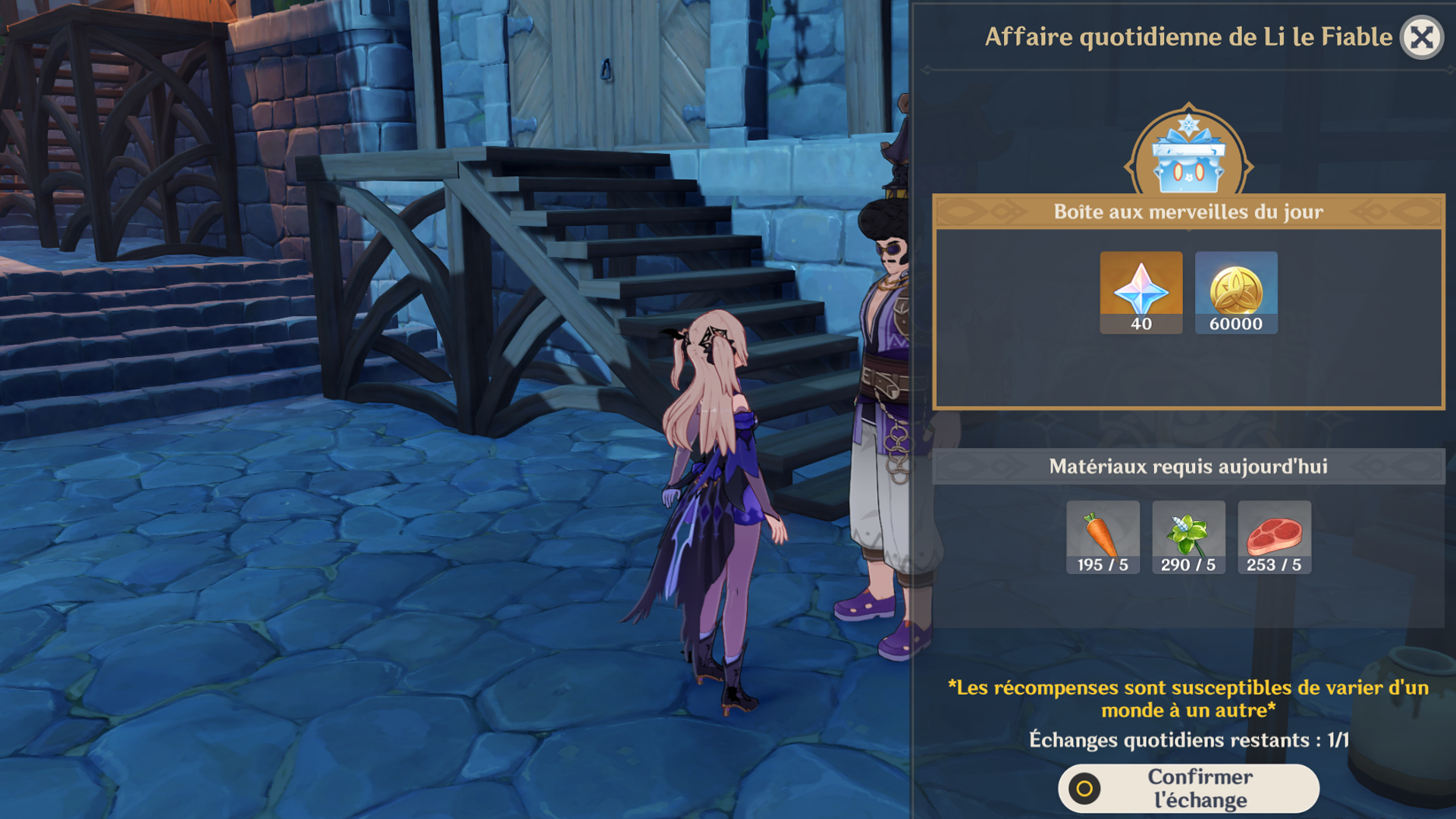 Merveilleuses marchandises Genshin Impact, où trouver Li le fiable du 16 au 23 avril ?