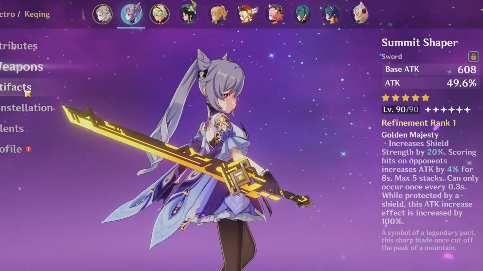 Tranche sommet Genshin Impact, comment obtenir l'arme ?