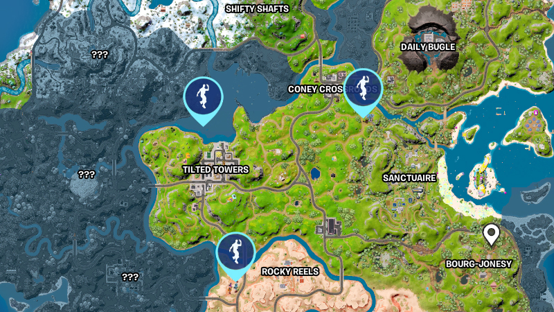 Danser à différents lieux de crash d'aéronefs de l'IO dans Fortnite, défi semaine 1 saison 3 chapitre 3